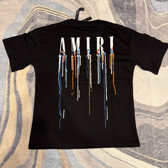 Amiri Paint Drip Logo Black Tee Mens Size Medium or Large - Picture 2 of 4